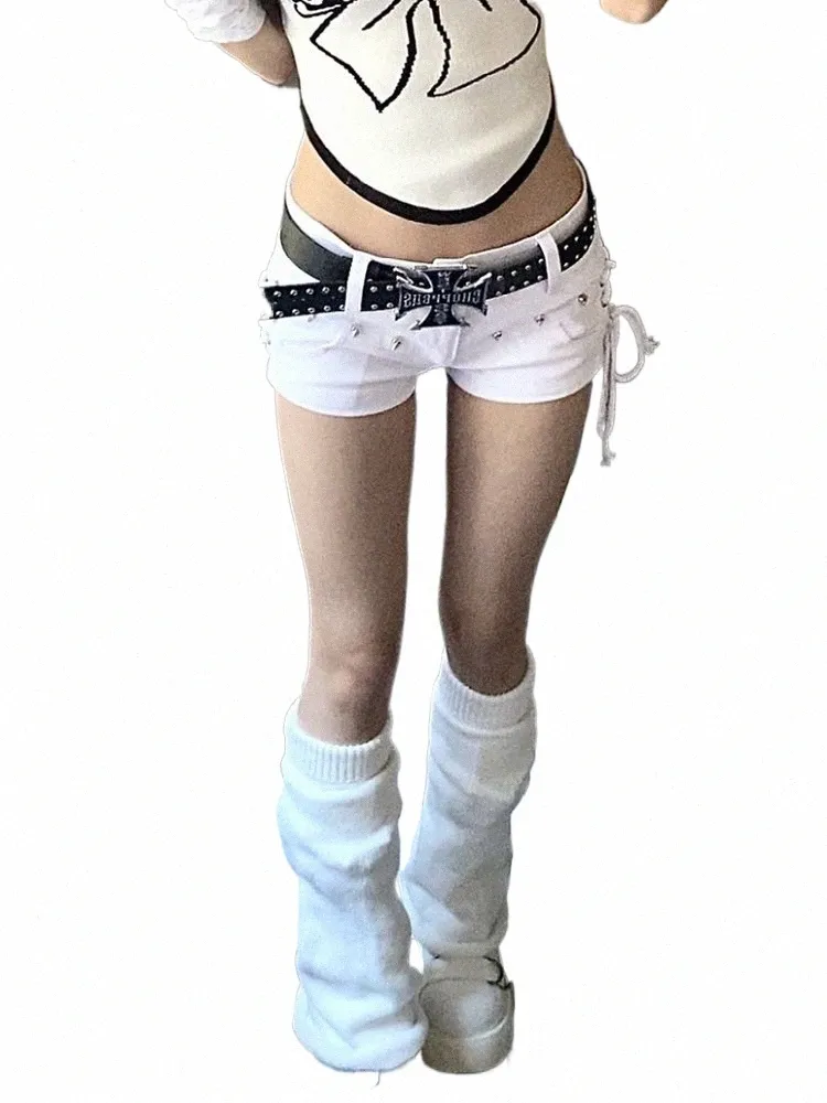 Woman Goth Y2k Low Rise Shorts 2000s Jean Shorts Fashion
