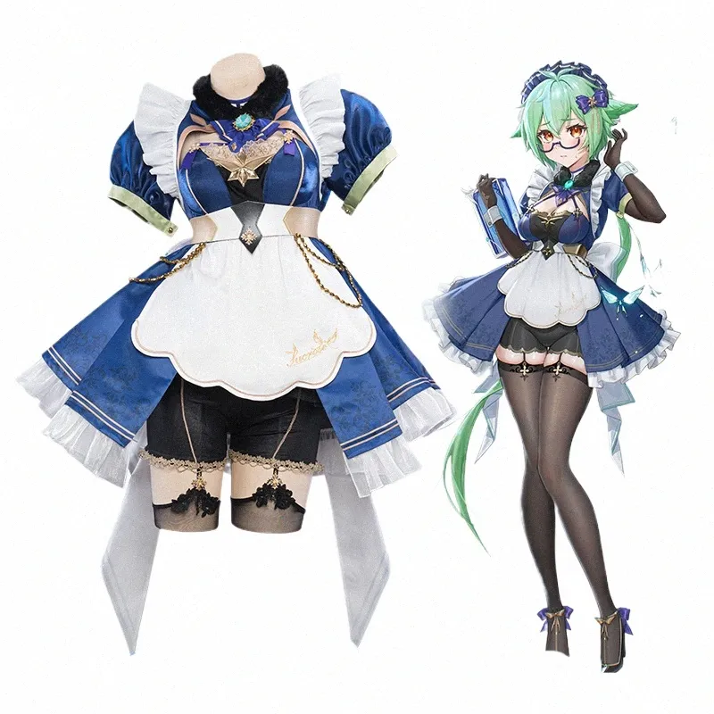 in Stock UWOWO Sucrose Cosplay Maid Dr Genshin Impact Cosplay Maid Ver. Maid Costume Game Retro Mechanical Halen Outfits X8Ny#