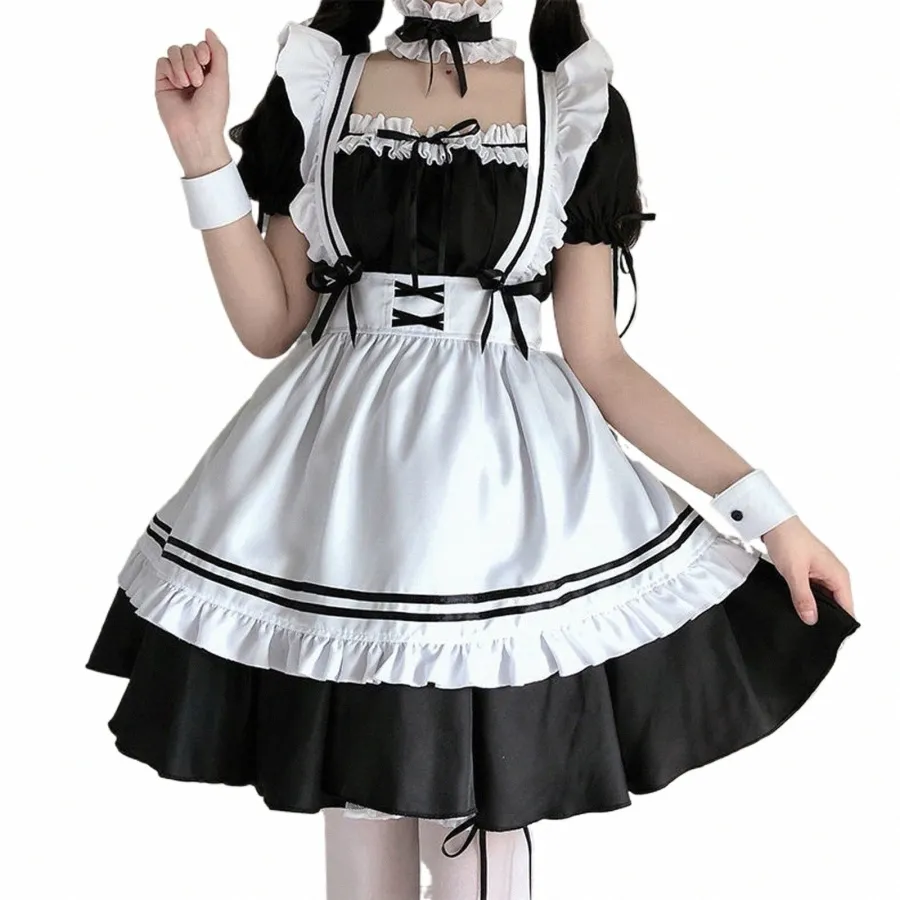 japanese Women Maid Lolita Dr Anime Cosplay Costume Animati Uniform Outfit Clothes Cosplay Waitr Role Play Clothing z1u3#