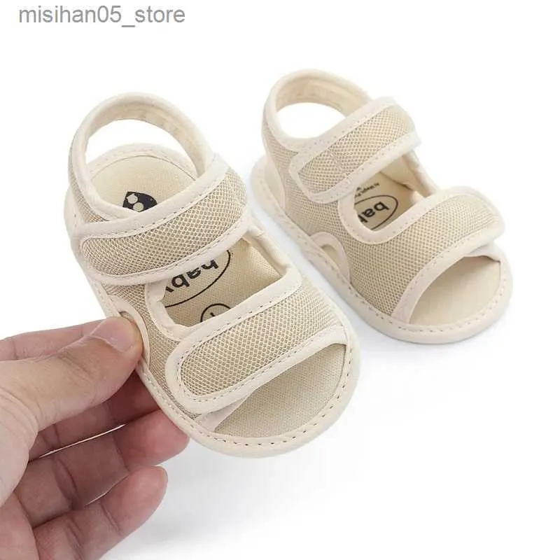 Sandals Baby boys and girls summer breathable and anti slip sandals childrens soft soled shoes 0-18 months old Q240328
