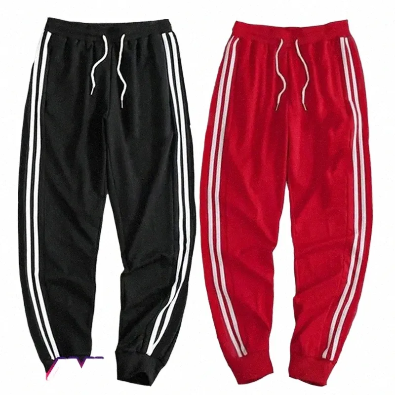 Jogger Hosen Männer Laufende Jogginghose Gestreifte Trainingshose Gym Fitn Sporthose Männliche Bodybuilding-Trainingsböden i8Rb #