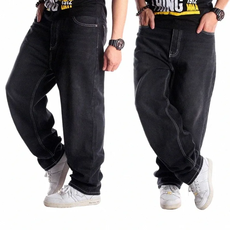 2021 Luźne dżinsy Mężczyźni dżinsowe szerokie nogi spodnie proste workowate harem streetwear hip hop marka czarna deskorolka rozmiar 30 - 46 r4mb#
