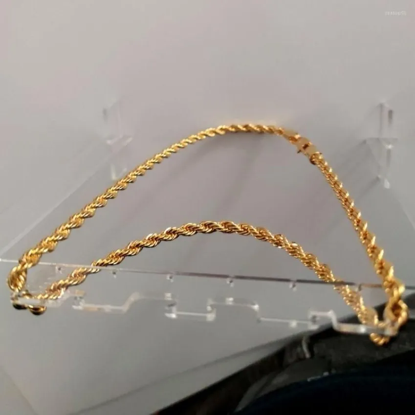 Pendant Necklaces Real 24k Yellow Gold GF Diamond Cut ed Solid XP Jewelry Fancy Original Picture Mens Thick 6mm Rope Chain2616