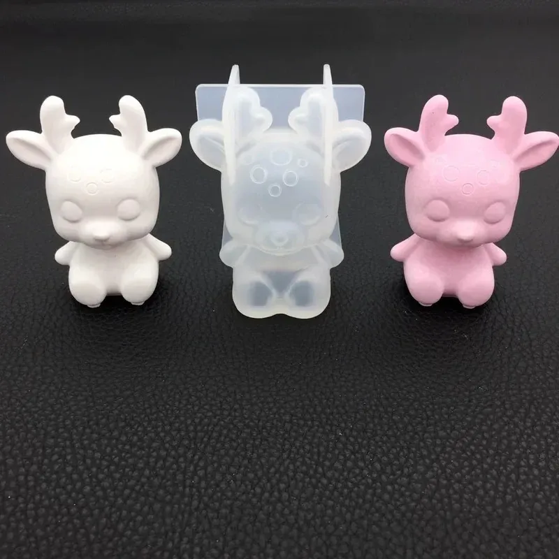 Stampo in silicone 3D animale carino coniglio cervo regali di Natale gioielli fai da te strumenti ciondolo arredamento artigianato stampi in resina risultati fatti a mano