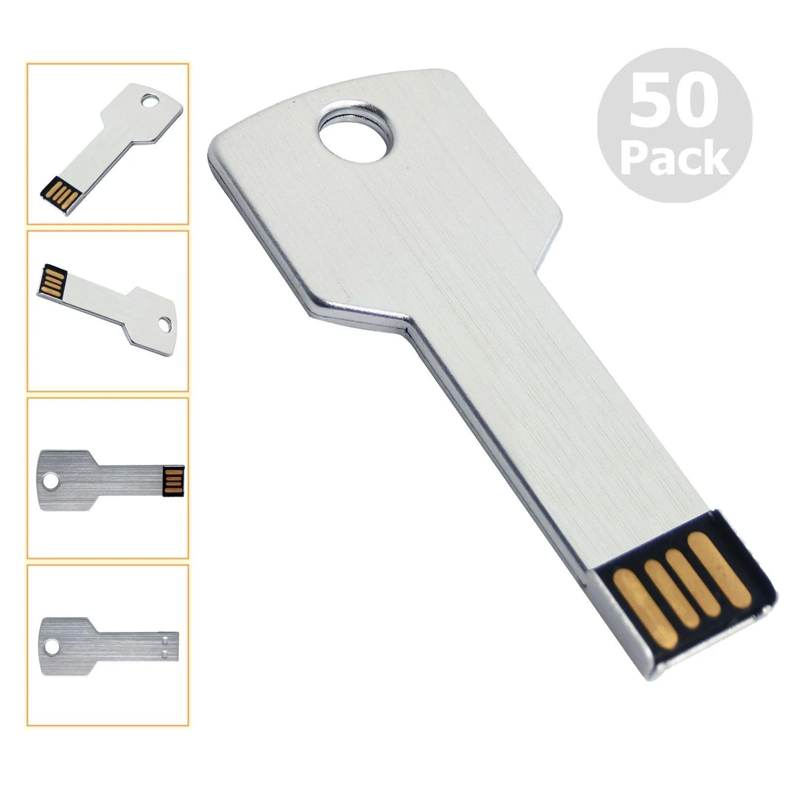 USB Flash محركات الجملة 50pcs 8gb 2.0 Metal Key Memory Stick for PC Book Book Thumb Storage Pen فارغة وسائط التسليم