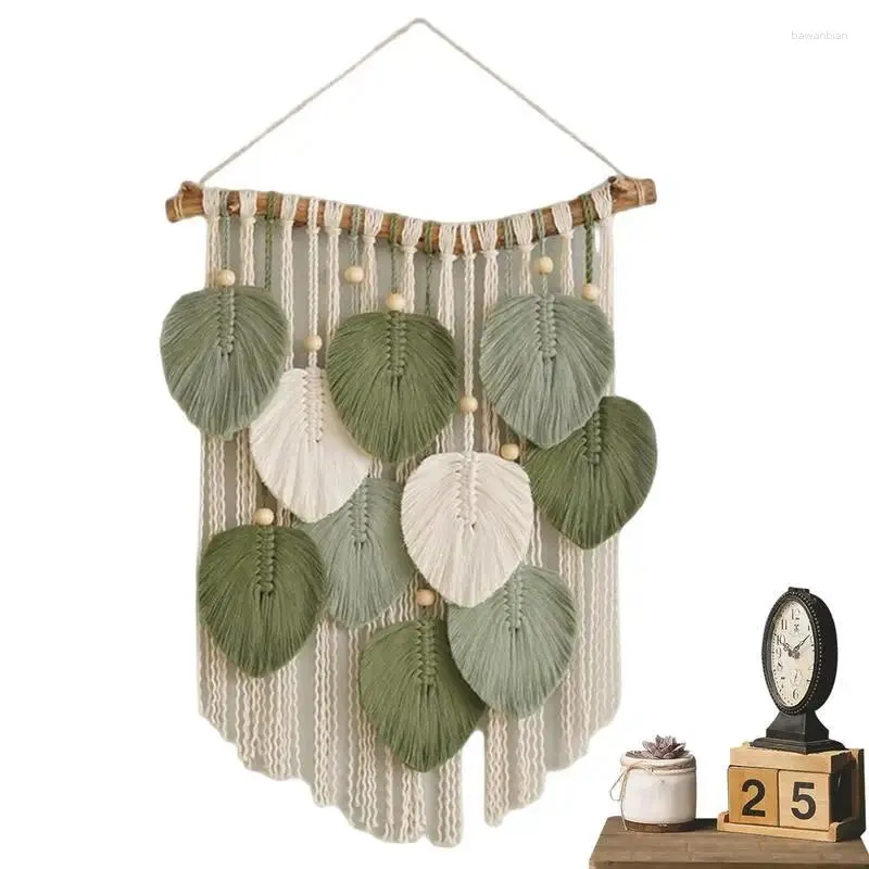 Tapisserier Macrame Wall Leaves Bohemian Woven Art Prydnadsdekor för barnkammare sovrum levande badrum kök