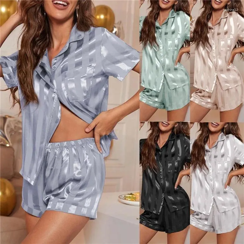 Thuis Kleding Ijs Zijde Pyjama Sets Voor Vrouwen Sexy Lange Mouw Korte Nachtkleding Vest Vrouwelijke Pyjama