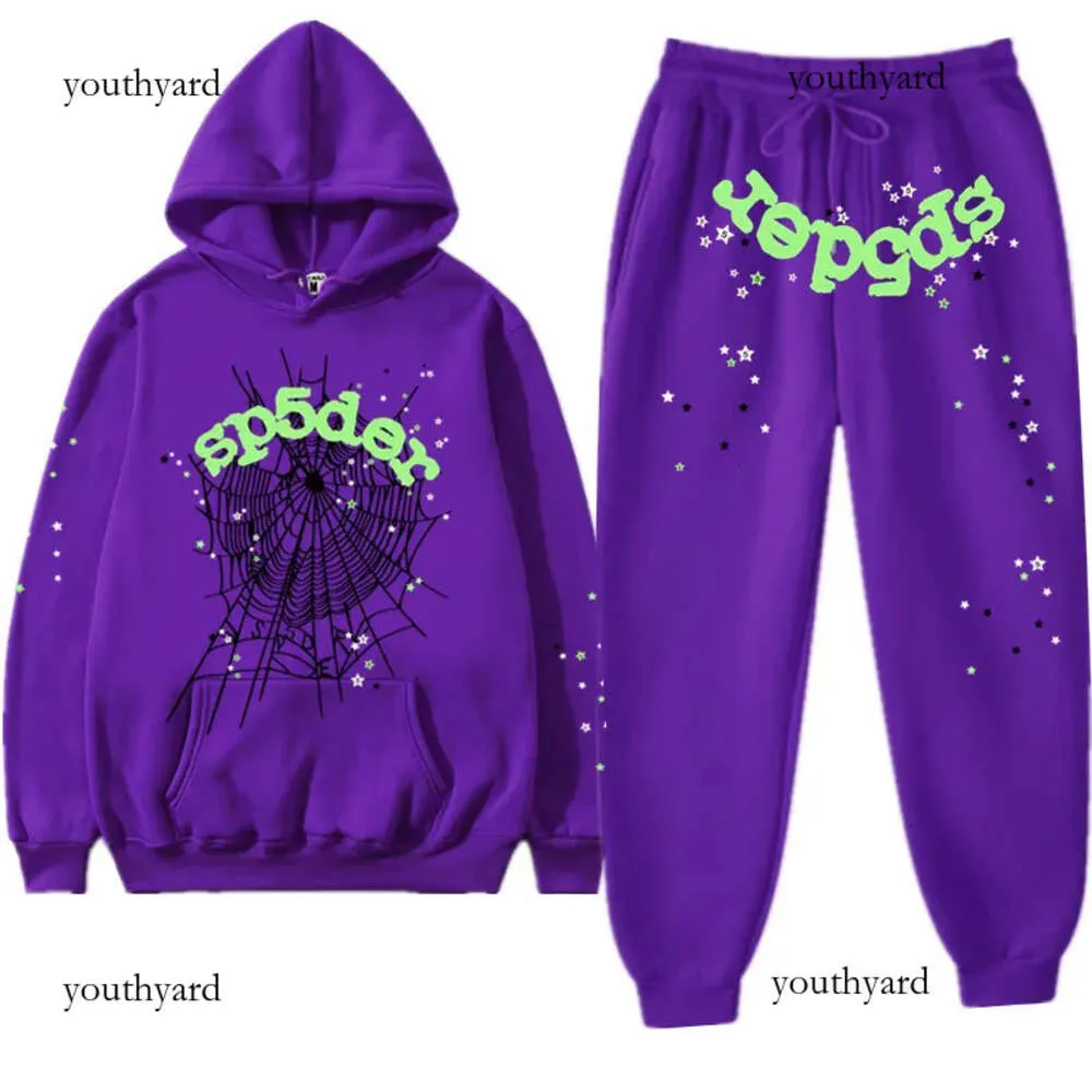 Спортивный костюм Sp5der Hoodie Set Молодежный дизайнер Мужские спортивные костюмы Мужская толстовка с капюшоном Spider Hoodie 555 Спортивный костюм Спортивный костюм из двух частей Женская одежда Беговой костюм с круглым вырезом Брюки 934