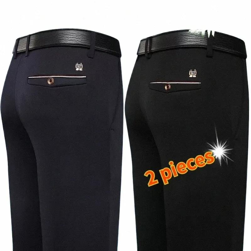 stilvolle schwarze Dr-Hosen für Männer, bequeme Freizeithosen, vier Meere, koreanische Busin-Anzugshosen, männliche Stretch-Slim-Fit-Hosen k5g5 #