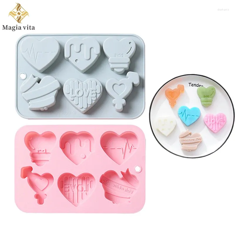 Moldes para hornear DIY Corazón Silicona Chocolate Jelly Molde Herramientas reutilizables Cocina Pastelería y panadería Accesorios para fondant Cake Decoración