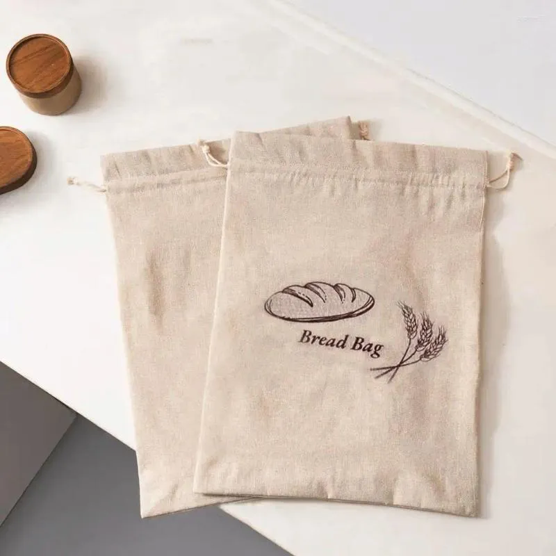 Emballage cadeau Sac à pain d'école Capacité Pochette de rangement à cordon pour pains faits maison de qualité alimentaire réutilisable avec doublure pique-nique