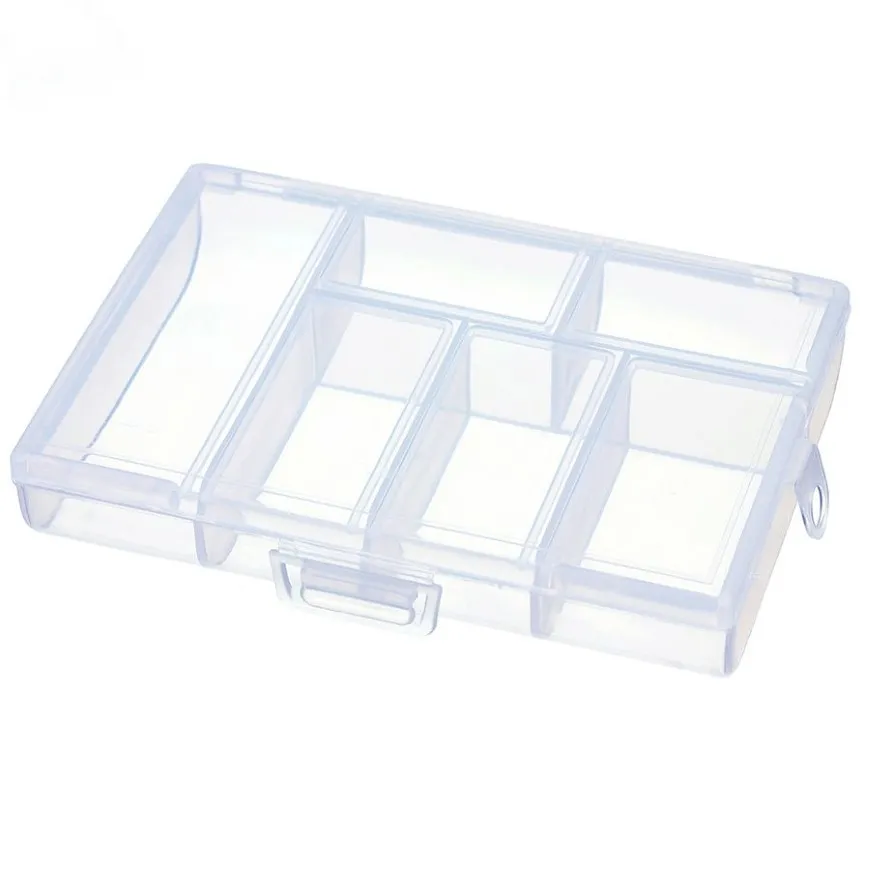 Plastic 6 Slots Jewelry Tool Box Organizer Storage Beads Jewelry Box New Fashion Plastic Packaging Gift Earring Ring206M