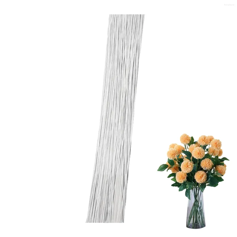 Fleurs décoratives 100 pièces accessoires de bouquet artificiel tiges de fil floral couronne faisant fleur bricolage artisanat colle de fer poteau enveloppé
