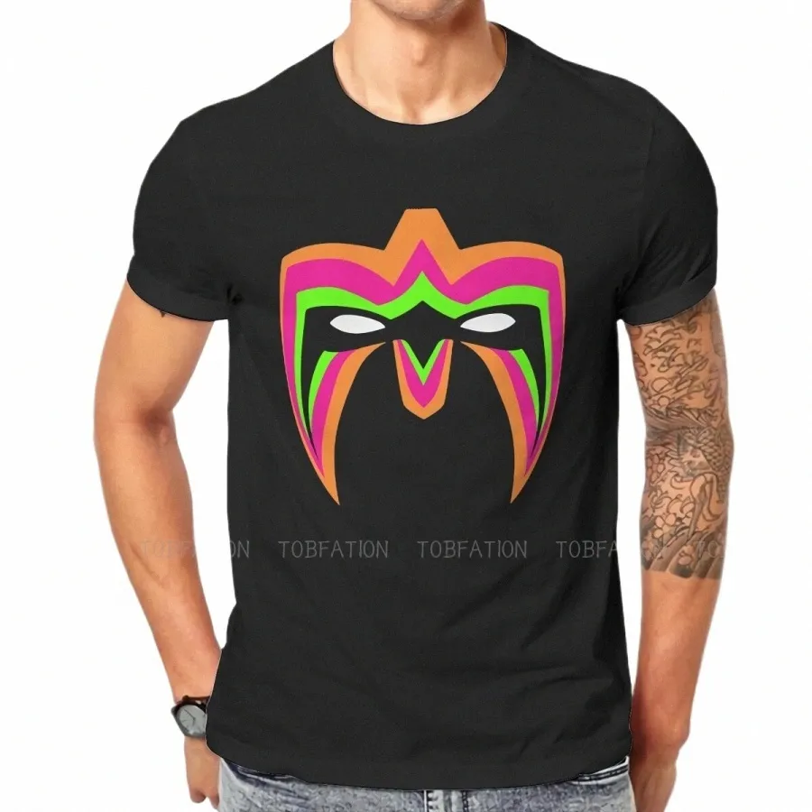 wrestling Creative TShirt for Men Ultimate Warrior Mask Round Collar Pure Cott T Shirt Persalize Gift Clothes Big Size 60O3#