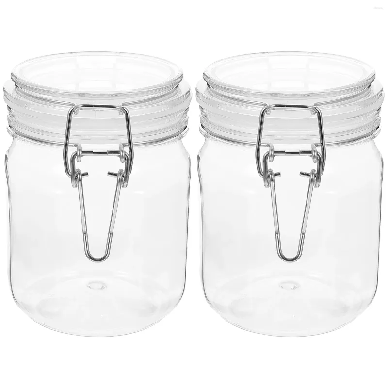 Bouteilles de stockage 2 pièces pot de miel hermétique Caviar récipients alimentaires en verre avec couvercle pots couvercles en plastique Transparent bouteille de confiture