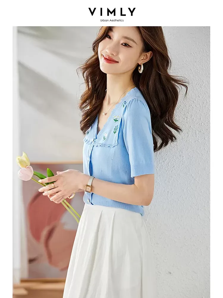 トップス Embroidered Design Summer Knit Cardigan DHgate.com:V-Neck Floral Embroidered Summer Cardigan