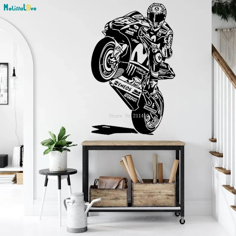 Autocollants tête haute pour célébrer moto autocollant mural grande taille décor à la maison exquis passionnant chevalier amovible homme chambre décalcomanies YT4241