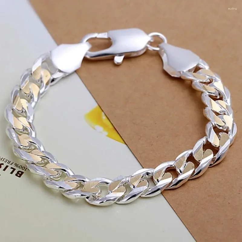 Charm armband mode vackra silver pläterade 10mm kedje smycken hög kvalitet gåva för kvinnor män h113