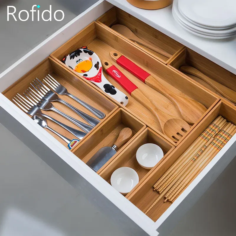 Gavetas de mesa organizador de gaveta divisor de madeira caixa de armazenamento faca garfo pauzinhos cozinha gaveta organizador prateleira utensílios de armazenamento titular