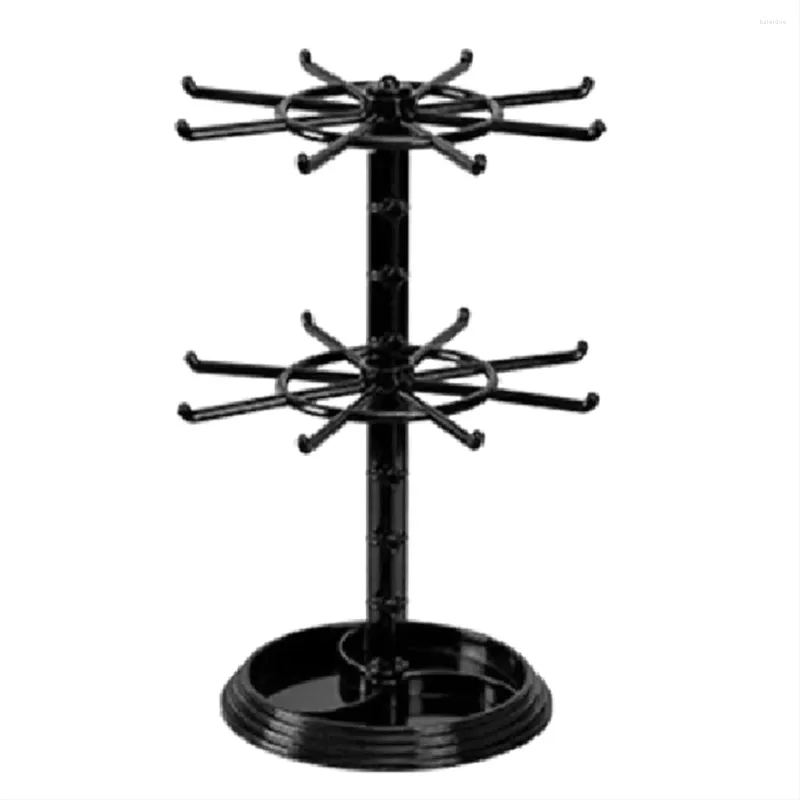 Jewelry Pouches Organizer 2 Tier Rotating Display Stand Spinning Necklace Tower Storage Rack For Earrings Watch Showcase