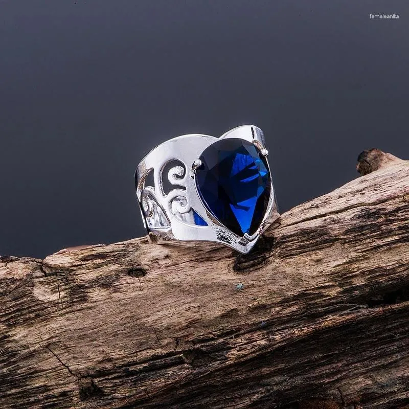 Кольца кластера Блестящие синие оптом посеребренное кольцо 925 модные украшения серебро 925 пробы IUVACQAZ