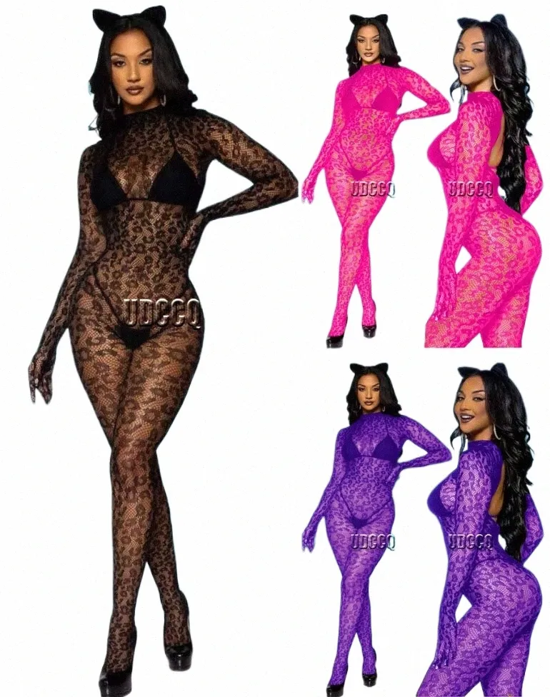 sexy Lingerie Leopard underwear Bodystocking lenceria Chemises wedding night Bodysuits toy Best Sleepwear apparel+glove c8ck#