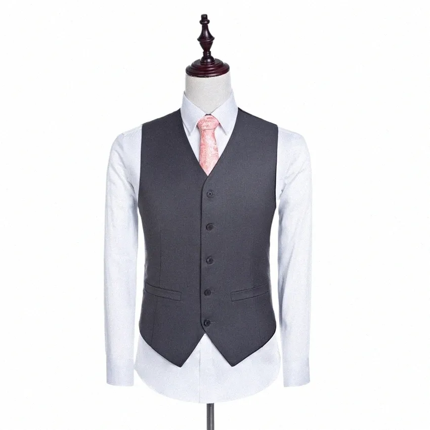 Estilo clásico Chaleco de boda gris Traje de padrino de boda 5 colillas Chaleco de novio Traje de busin Traje de hombre pantalones + chaleco I8xX #