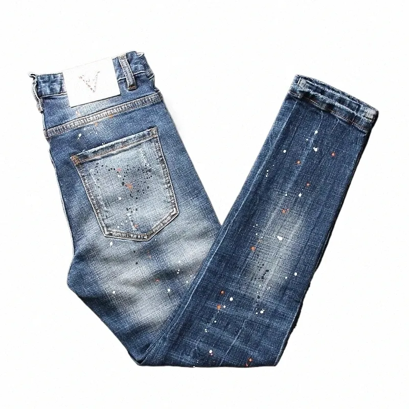 Aesthetic Jeans With Paint On Them Blossom Painted Jeans Flowers