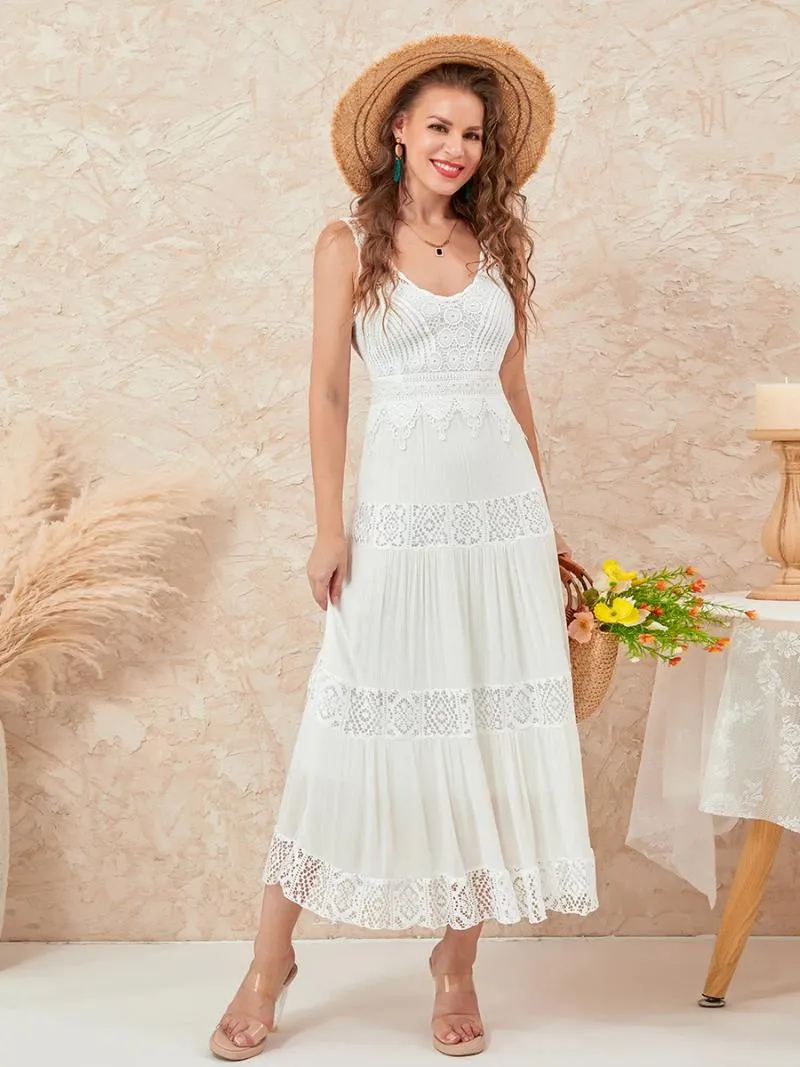 Flowy lace maxi dress online