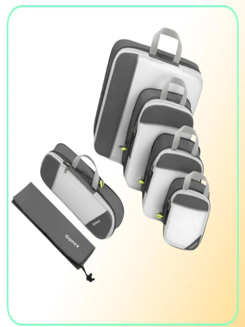 Gonex SET Travel Compressing Packing Cubes Багажный чемодан-органайзер Подвесная сумка для хранения ECO Premium Mesh LJ2009229617529