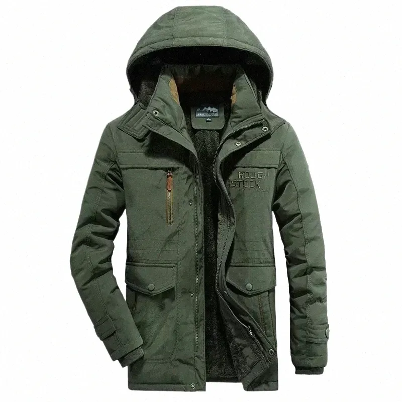 high Quality Fleece Casual Warm Parkas Hooded Male Cott Fit Lg Military Coats Size 6XL Winter Coat Down Jackets Men Clothing K8Hg#