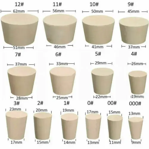 Zaagbladen 2x tappo in gomma per bottiglia di vino, tappo conico, tappo di chiusura per bottiglia da laboratorio