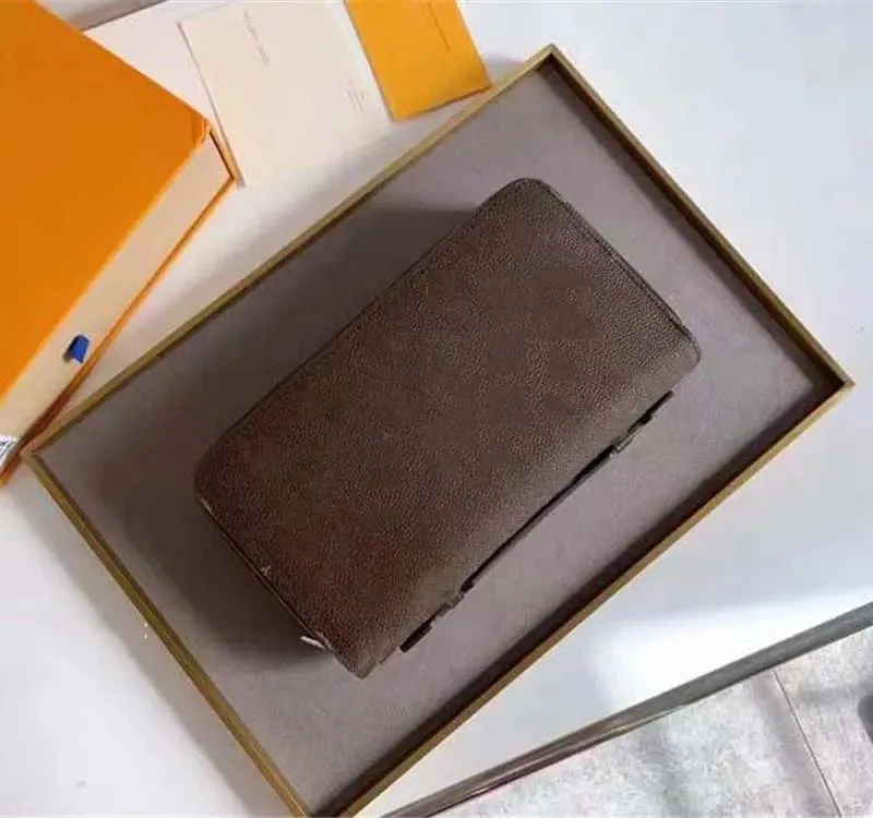 Designer Single dragkedja handväska superfunktionell zippy handväska plånbok med låda