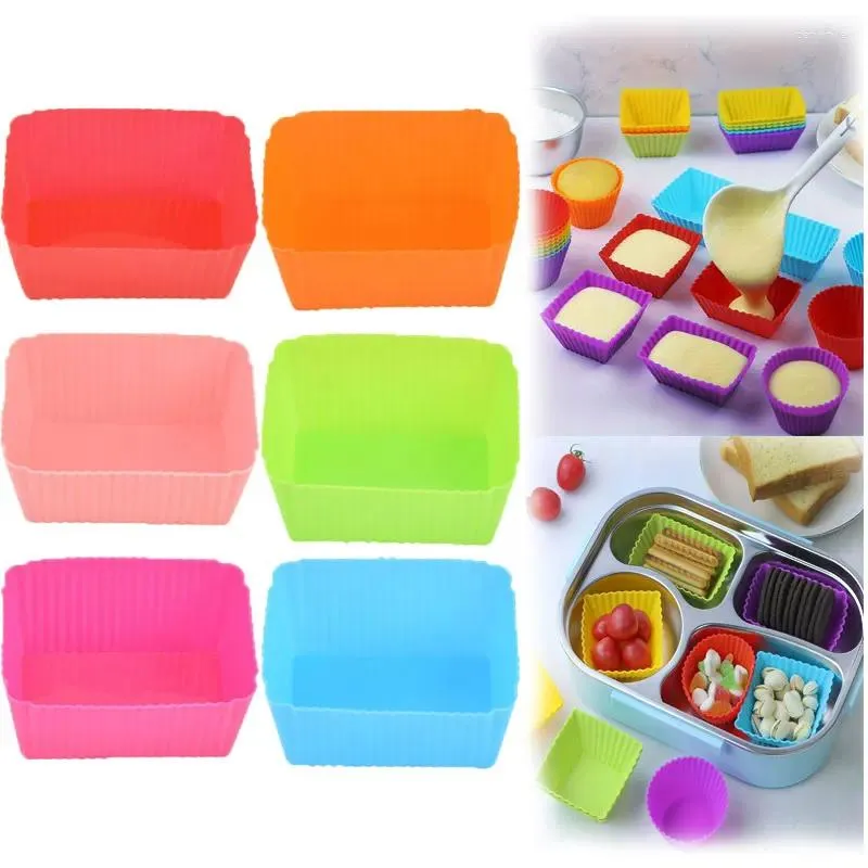 Moldes de cozimento Retangular Silicone Bolo Cup Mold Muffin DIY para Jelly Pudim Bakeware