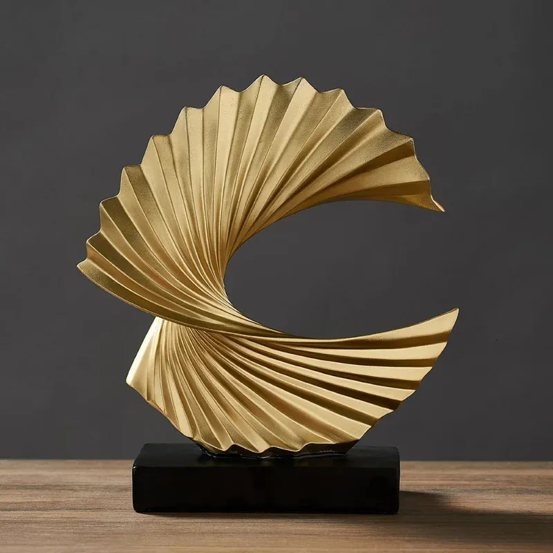 Scultura Decorativa In Resina Dorata - Statua Arte Astratta Moderna Per Soggiorno, Camera, Ufficio, Ideale Come Regalo