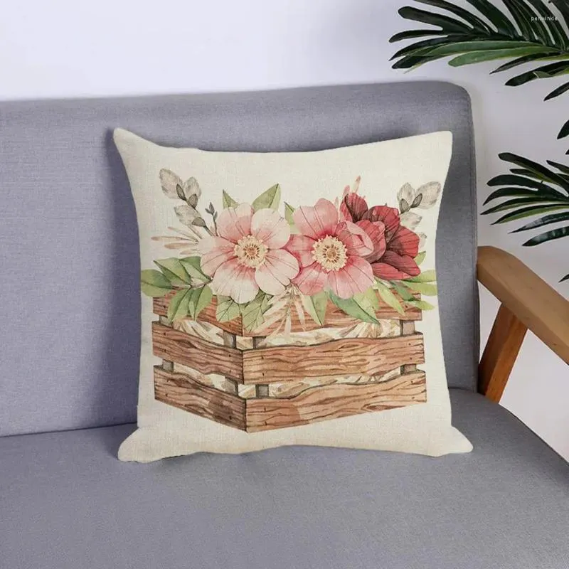 Pillow Soft Pillowcase Easter Egg Flower Boot Case Reusable Holiday Decoration For Sofa Bedroom Square Throw Festival