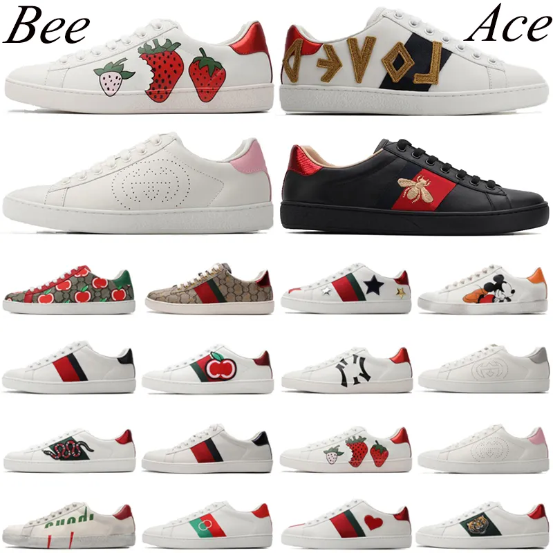 2024 Chaussures de créateurs Ace baskets Italie Bee Snake Le cuir noir Men Green rouge Stripe brodée Tiger Shoe Walking Platform Trainers Sports Casual Sports 34-45