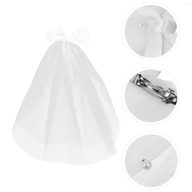 Vêtements de chien Robes de mariée Pet Voile Bow pour décor Fleur Head Coiffe Blanc Animaux Costume Mariée