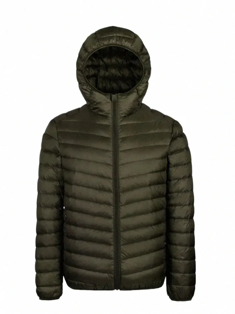 Koreański płaszcz z piór streetwearu z kapturem kurtka ciepłe męskie ubrania wiosna jesienna fi marka Ultra Light Duck Down Jacket Mens R0iU#