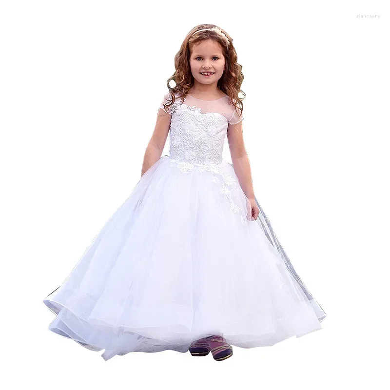 Girl Dresses Children's Dress Show Hosting Birthday Trail Lace Girls' Pengpeng Princess Long