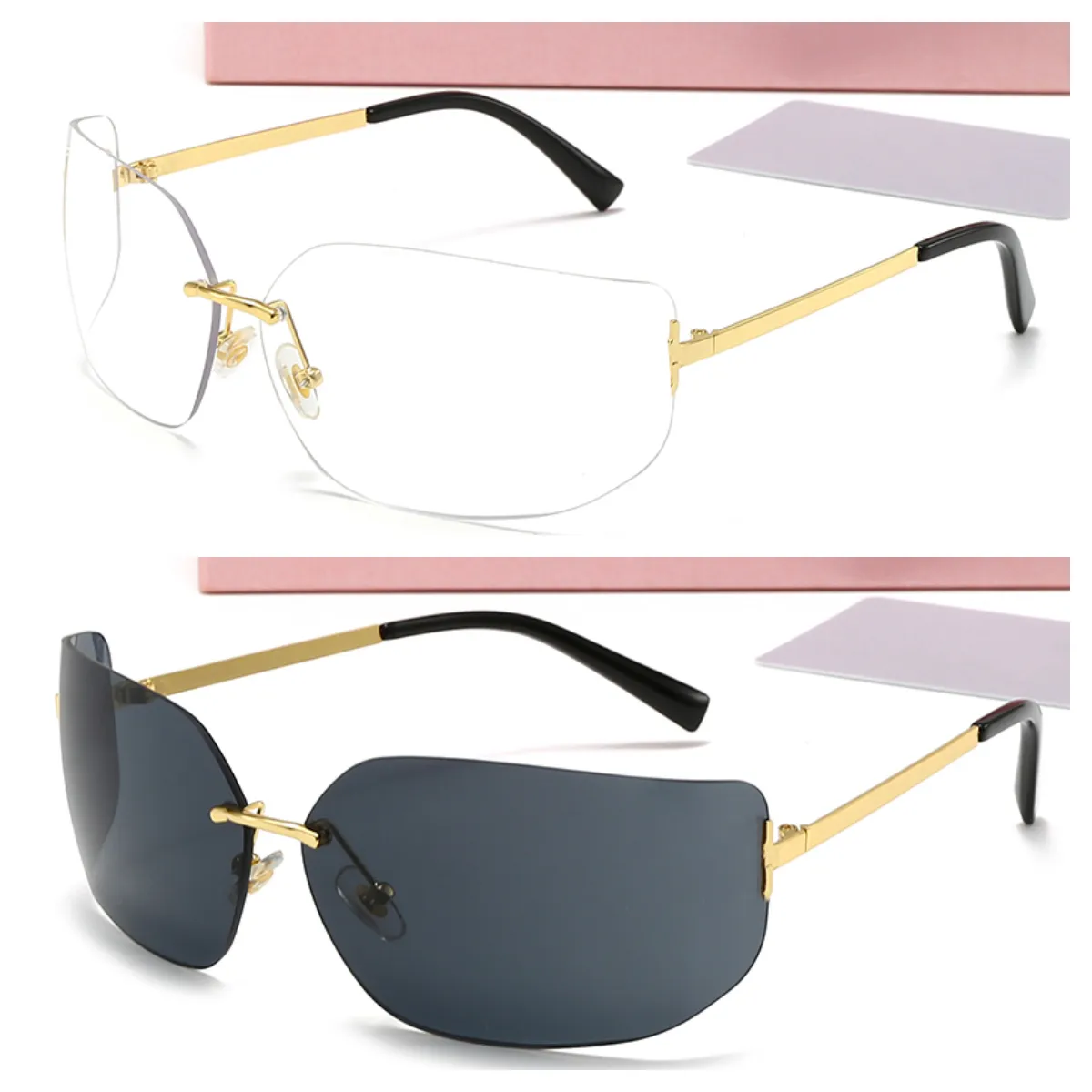 2024 Lunettes de luxe Lunettes de soleil pour femmes Lunettes de soleil Designer Sport Sun Glasses For Hommes Femmes Rimless Rectangle Eyeglass Eyewear with Box Case MI8849