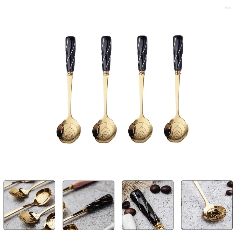 Löffel 4 PCs Dessert Löffel Multipurpose Kreative Mischung Kuchen Kaffee Geschenke Zucker Edelstahl Küchen Bankett Teelpoons