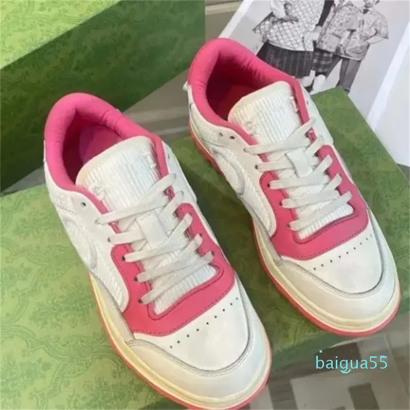 2024 Casual shoes leather sneaker shoe with Strawberry wave mouth Tiger Web print Vintage Trainer man woman