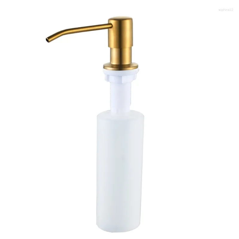 Distributeur de savon liquide en plastique avec bouteille de détergent, ensemble d'accessoires de lavabo de cuisine en or