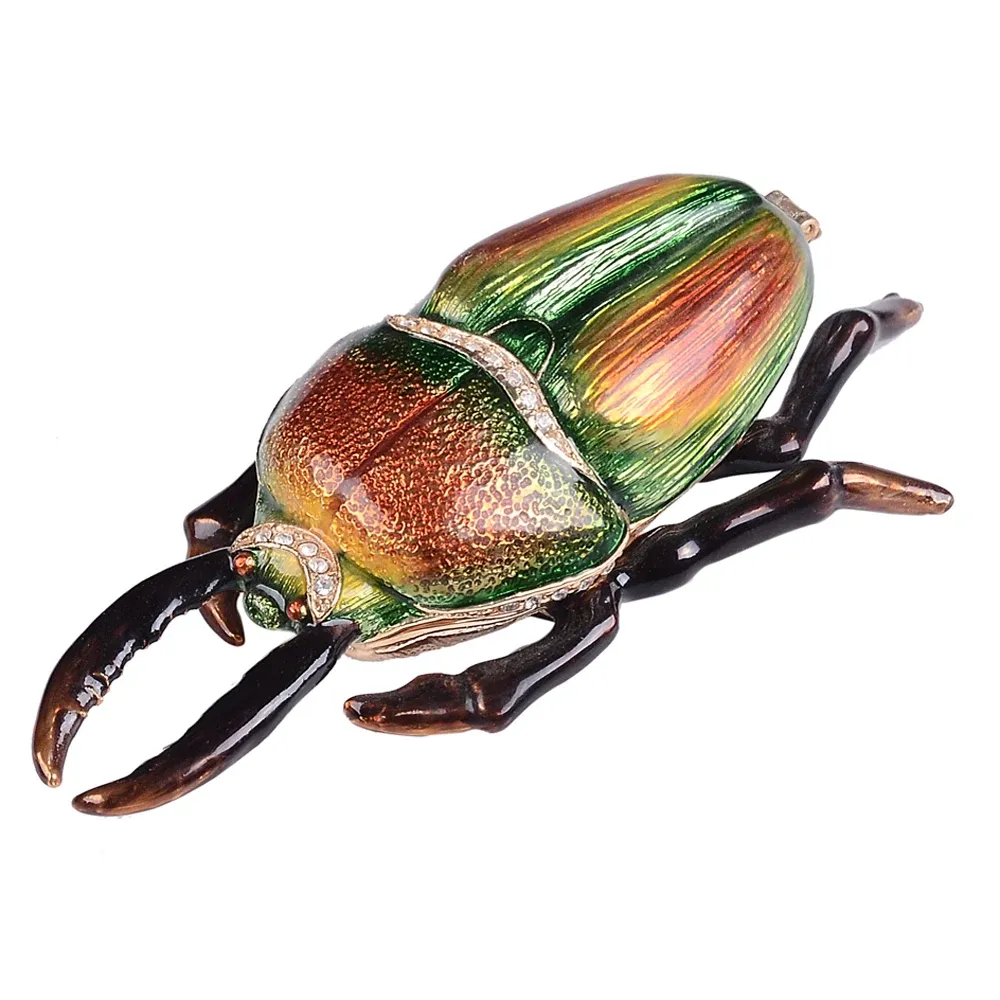 Sculptures Boîte à bijoux en forme d'insecte Bettle Bug, décoration de figurine artisanale en métal, cadeau universel