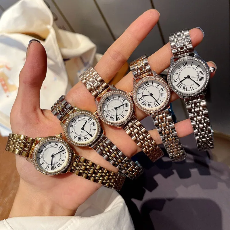 2024 Fashion Luxury Gold Women Watch Top Brand Designer Armswatches Diamond Lady Watches For Womens Valentine's Christmas Mother's Day Gift Rostfritt Steel Band