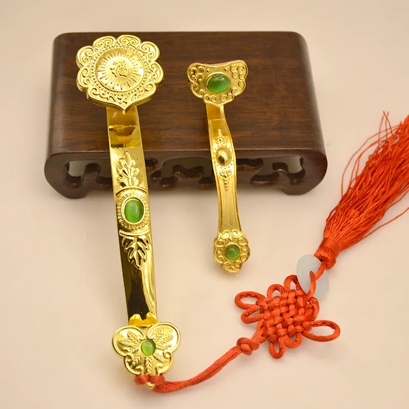 Minyatürler Çin muska el sanatları altın hayırlı ruyi hediyeleri ev mobilyası feng scui güç asa dekorasyon süsleri iyi servet