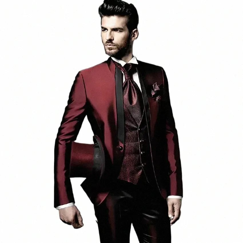 burdy Men suit Handsome Wedding Suits For Men Tailor Made Groom Tuxedo Vintage Italian Formal Men Suits k1MU#