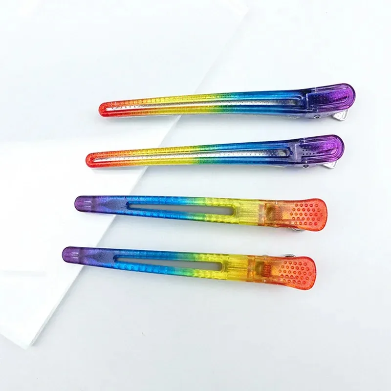 Rainbow Hairpin Fixed Styling Clip Flat Duck Mouth Hair Clips Pro Salon Hairdressing Clip Accessories DIY Home