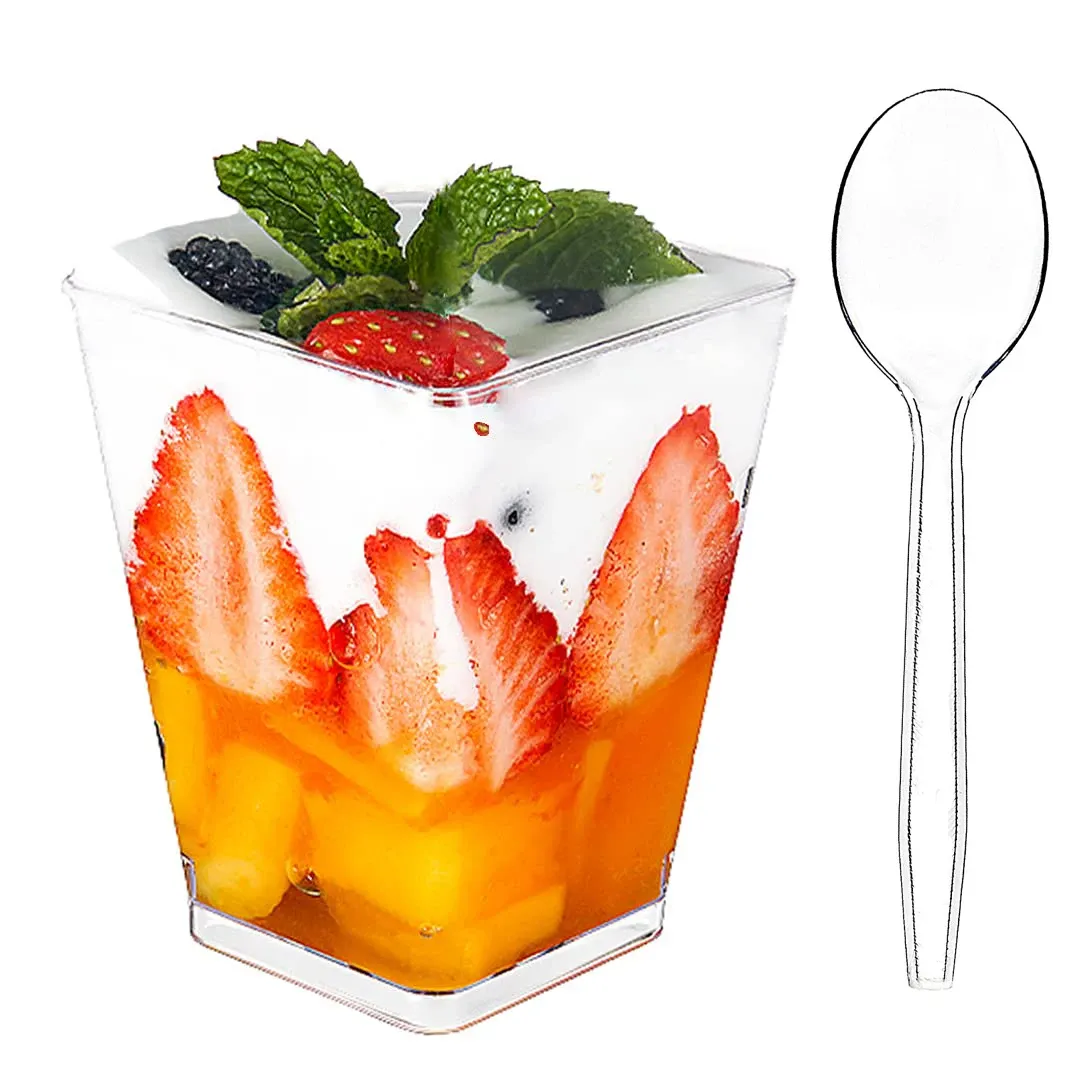 accessories 25pcs Plastic Dessert Cups with Spoons Mini Tumbler Serving Cups Tasting Party Appetizers Parfait Trifle Mousse Pudding Bowls